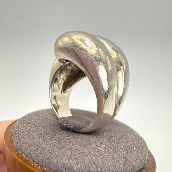 VTG Solid Sterling Silver 925 Puffed Spiral Swirl Design Band Ring Size 7.75 - Picture 4 of 13